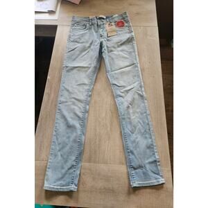 Levi's 711 Skinny Stretch Light Blue Denim Adjustable Waist Girl's Jeans 14 Reg
